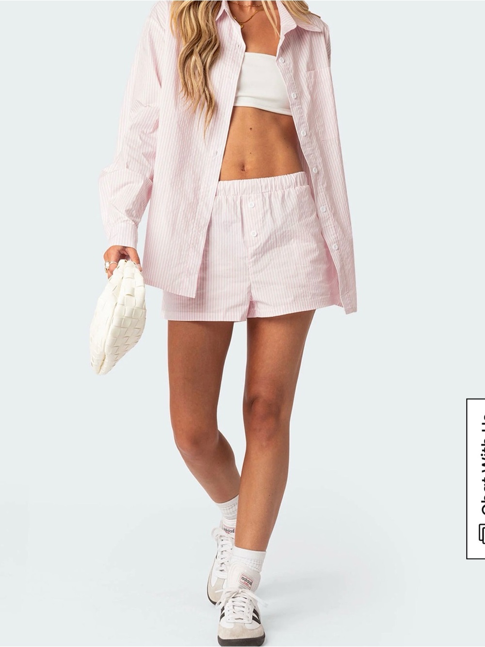 Edikted Light Pink Pinstriped Women’s Lounge Shorts